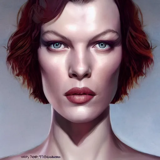 Prompt: milla jovovich : alice, alicia marcus disguised as a hexagon by sylvain sarrailh and tom bagshaw, 3 5 mm f / 1. 4 canon oil on canvas on artstation