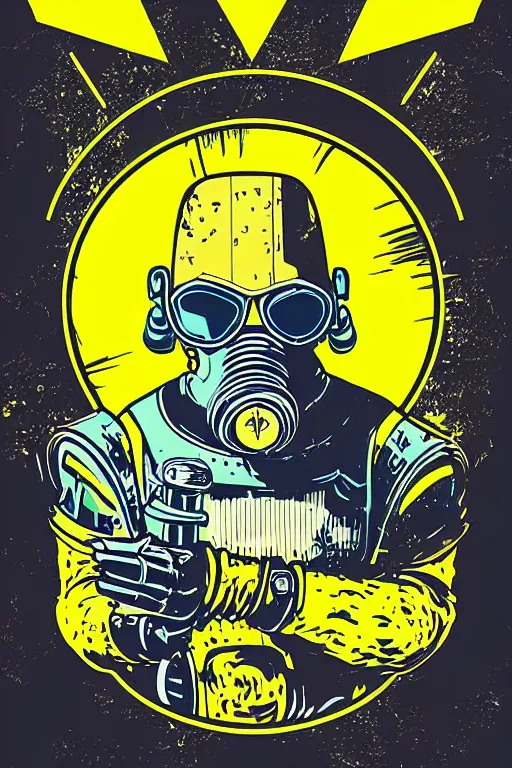 Image similar to fallout 7 6 retro futurist illustration art by butcher billy, sticker, colorful, illustration, highly detailed, simple, smooth and clean vector curves, no jagged lines, vector art, smooth andy warhol style