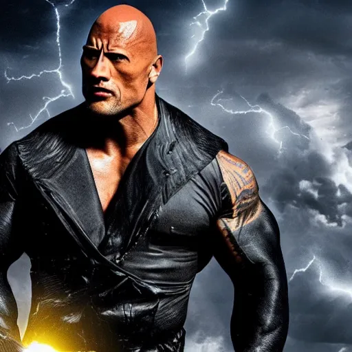 Image similar to Dwayne Johnson as a super villain 4K quality