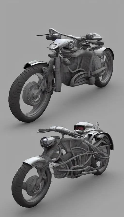 Image similar to a 3d rendered futuristic motorcycle, trending on artstation