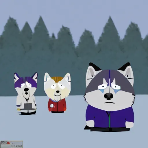 Prompt: husky in the style of south park