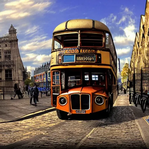 Image similar to A steampunk double decker bus with a giant billowing column ontop, steam powered, streetview of old London, by Enki Bilal, digital art, unreal engine, gothic style, - W 832