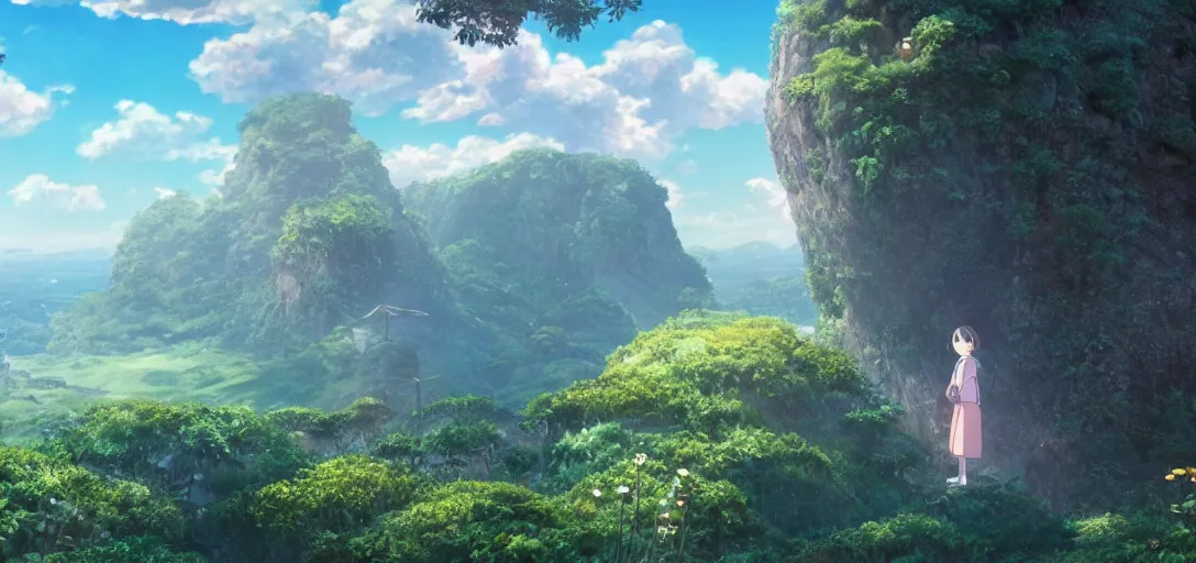 Image similar to a very high resolution image from a new movie. beautiful scenery. photorealistic, photography, directed by hayao miyazaki