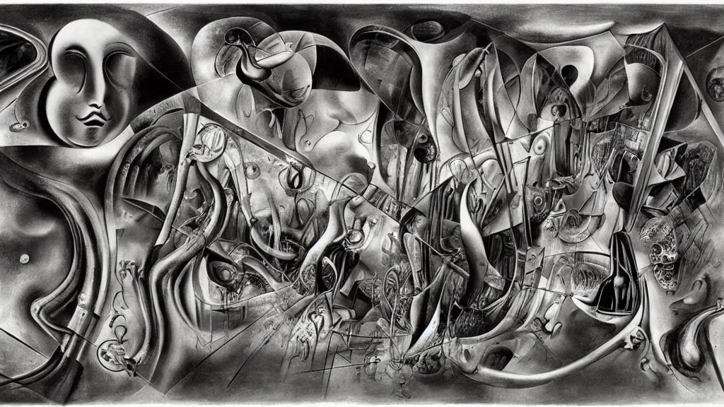 Image similar to a vision of interdimensional transport, by roberto matta, salvador dali, hans bellmer, giger