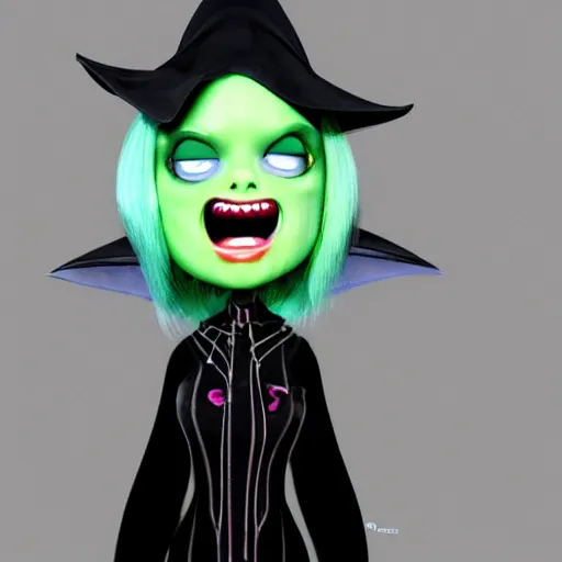 Prompt: billie eilish as an evil pixar witch 4k