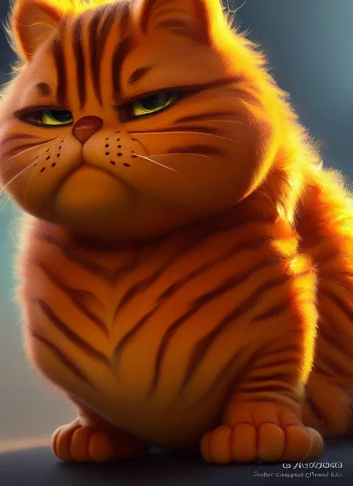 Prompt: photo of a gorgeous young garfield in the style of stefan kostic, fat, realistic, sharp focus, 8k high definition, insanely detailed, intricate, elegant, art by stanley lau and artgerm