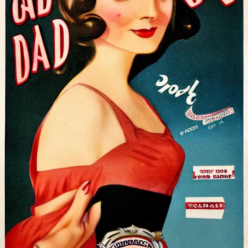 Prompt: a beautiful girl with long dark hair poses for gauloises cigarettes, 1 9 3 0 s advertising poster