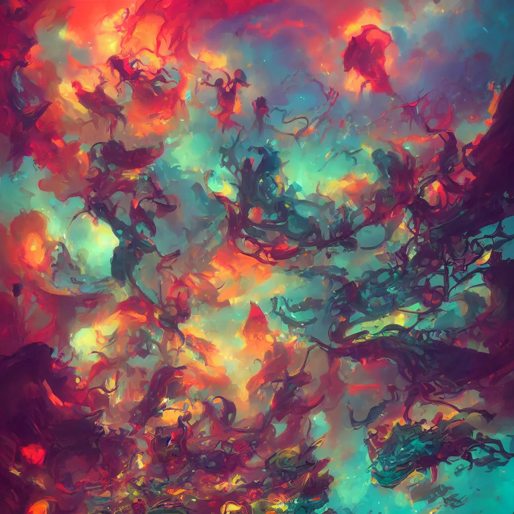 Image similar to a beautiful and vivid and colorful and trippy Andreas Rocha fantasy illustration with pastel colors of the krebs cycle, featured on artstation, 8k hq acrylic impasto