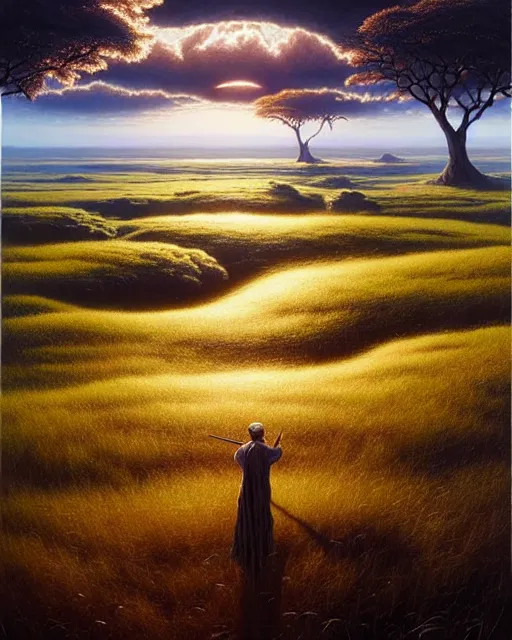 Prompt: a hyper - detailed 3 d render like an oil painting of illusions of the black oak savanna ecosystem, surrealism!!!!! surreal concept art, lifelike, photorealistic, digital painting, aesthetic, smooth, sharp focus, artstation hd, by greg rutkowski, bruce pennington, valentina remenar, rhads, asher duran,