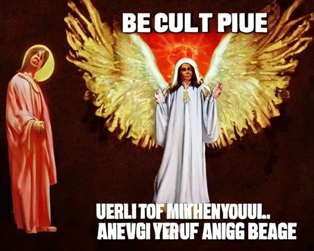 Prompt: cult worship of a angel pimp