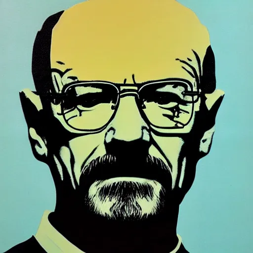 Image similar to walter white painted by andy warhol