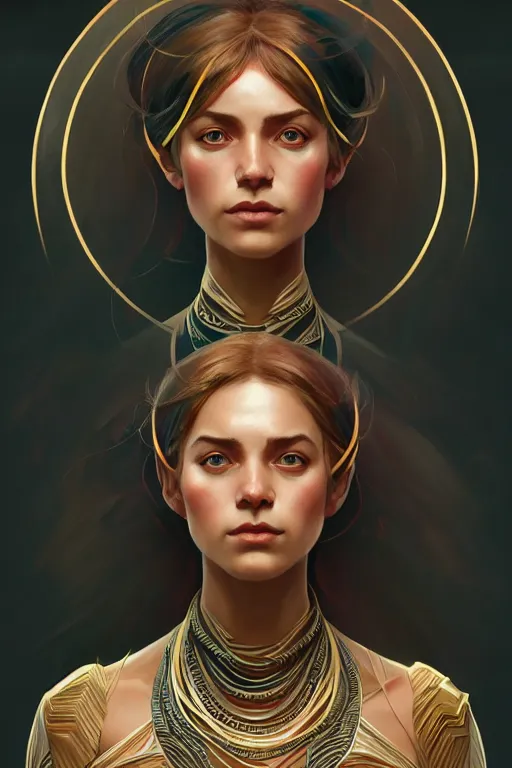 Image similar to symmetry!! intense fanart of 3 / 4 front pose of eloise webb as tapati, protagonist, intricate, elegant, highly detailed, my rendition, digital painting, artstation, concept art, perfect, smooth, sharp focus, illustration, art by artgerm, kilian eng, greg rutkowski and alphonse mucha