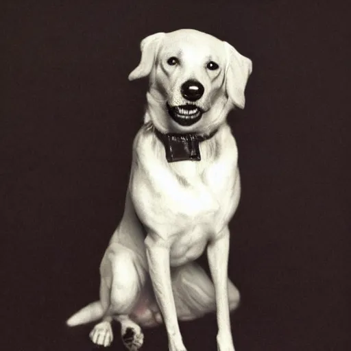 Prompt: dog posing for a portrait, style of edward gorey