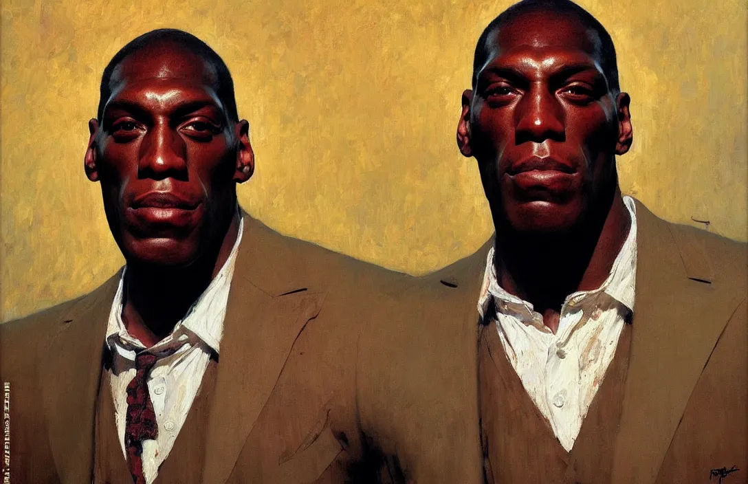 Image similar to portrait of frank bruno!!!!!!!!!!!!!!!!!!!!!!!!!!!, detailed face, detailed painting,, epic lighting, by ilya repin, phil hale and kent williams