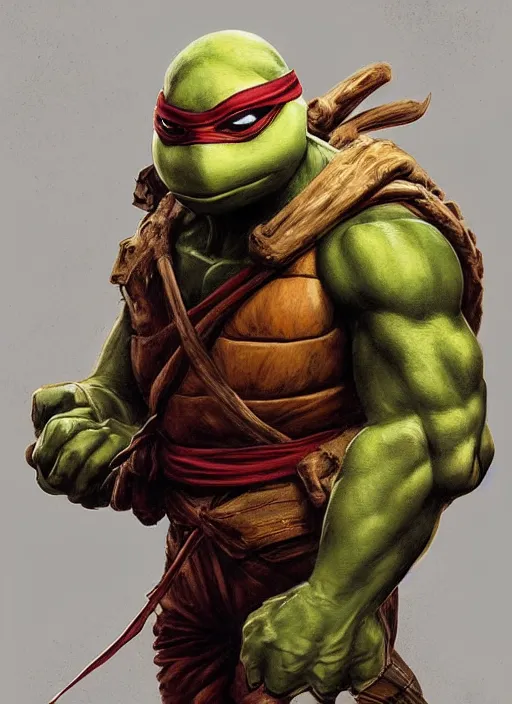 Image similar to elegant renaissance concept art of a male young muscular teenage mutant ninja turtle 1 9 9 0 film, full figure dynamic fighting pose, fantasy, intricate, highly detailed, digital painting, artstation, smooth, sharp focus, illustration, art by artgerm and greg rutkowski and alphonse mucha