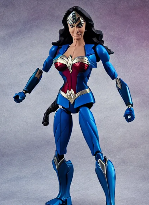 Image similar to transformers decepticon lynda carter's wonder woman action figure from transformers : kingdom, symmetrical details, by hasbro, takaratomy, tfwiki. net photography, product photography, official media