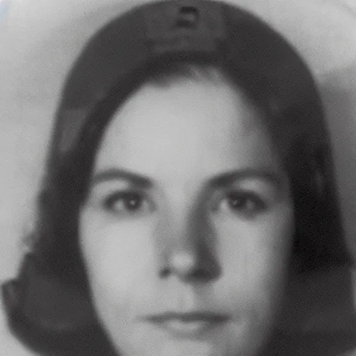 Prompt: classified photograph of agent Jeanine L'allier, black bars above both eyes, CIA, FBI, KGB, 1956, high quality