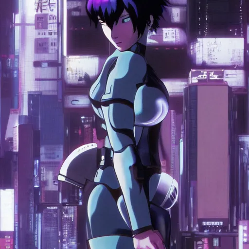 Image similar to Ghost in the Shell, GitS, perfect face, Major Motoko Kusanagi, style by Masamune Shirow