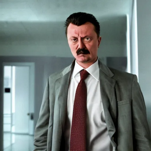 Image similar to Igor Ghirkin Strelkov as The American Psycho, cinematic still