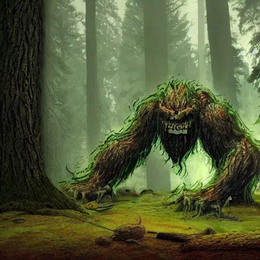 Image similar to a monster emerging from a forest