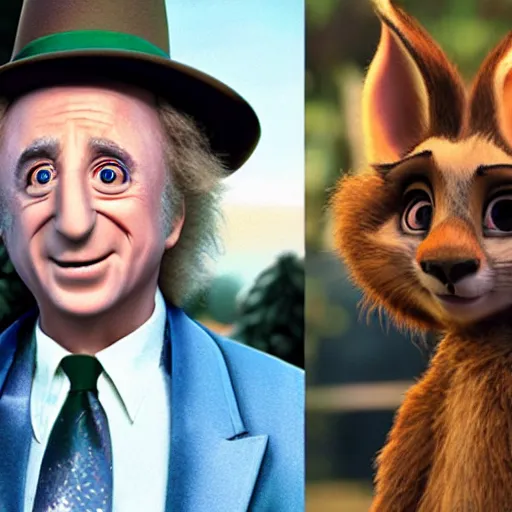 Prompt: gene wilder as a zootopia character