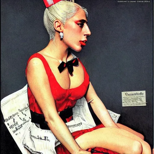 Image similar to lady gaga by norman rockwell