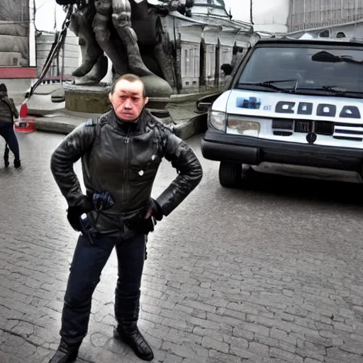 Prompt: Russian terminator in Moscow