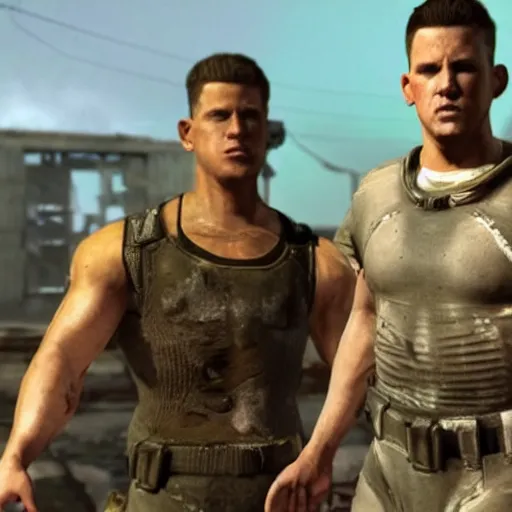 Prompt: channing tatum cameos in fallout