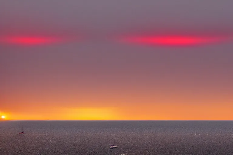 Image similar to hd photo of the eastern horizon was strung with rain clouds and the sun should have risen out of the water like a mist shrouded egg yolk, but it didn't. Its red light mushroomed along the horizon, then rose into the sky as a cross pascal blanche dramatic lighting wide angle 35mm shallow depth of field 8k