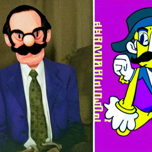 Image similar to president waluigi with vice president wario, real, real photo, photograph, photo, color