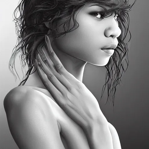 Image similar to zendaya Perfectly-centered body portrait-photograph of a real life god from heaven, lifelike, super highly detailed, professional digital painting, artstation, concept art, Unreal Engine 5, Photorealism, HD quality, 8k resolution, cinema 4d, 3D, beautiful, cinematic, art by artgerm and greg rutkowski and alphonse mucha and loish and WLOP