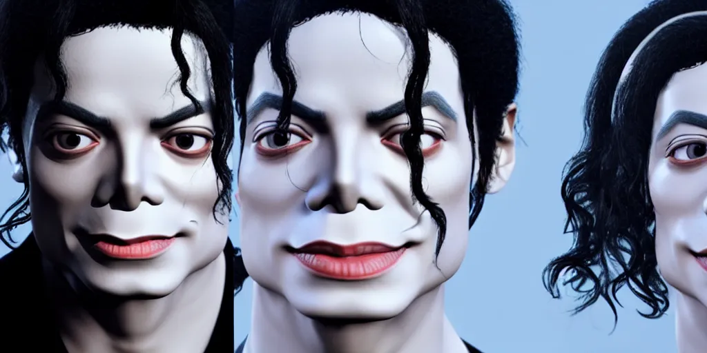 Image similar to Michael Jackson with a deformed face, award winning. Octane render, 4k, unreal 5, very detailed, hyper control-realism.