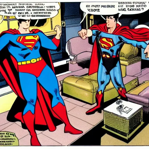 Prompt: superman on the adam west batman tv show