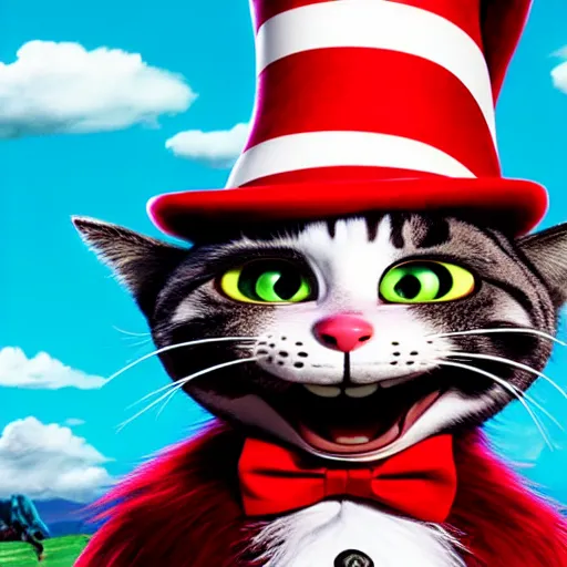 Prompt: bob odenkirk as cat in the hat from the movie cat in the hat. still from movie, 4 k,