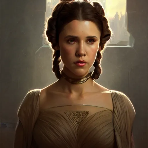 Image similar to ultra realistic illustration, scarlett estevez as princess leia, intricate, elegant, highly detailed, digital painting, artstation, concept art, smooth, sharp focus, illustration, art by artgerm and greg rutkowski and alphonse mucha