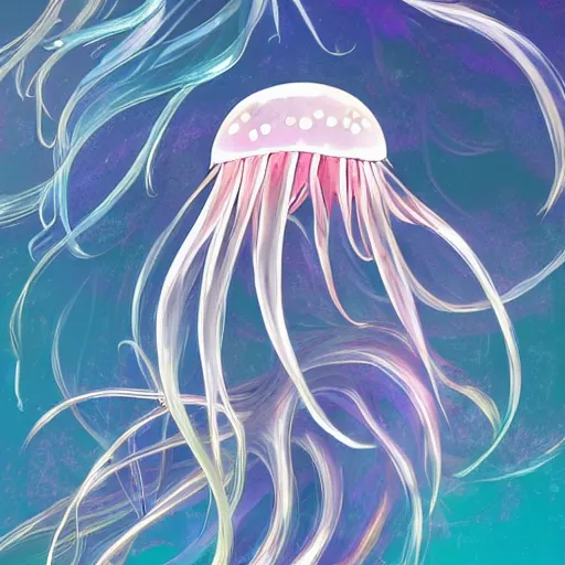 Prompt: studio ghibli jellyfish in a bright ocean deep focus, fantasy, intricate, elegant, highly detailed, digital painting, artstation, concept art, matte, sharp focus, illustration