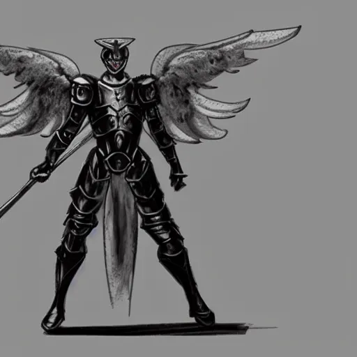 Image similar to angel in armor concept art