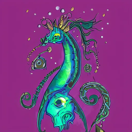 Image similar to anadolicslivingroomownership, eternal sunshine of a seahorse, aztec jade urne, aztec mace, incredible digital illustration trending on artstation my head got replaced with saturn