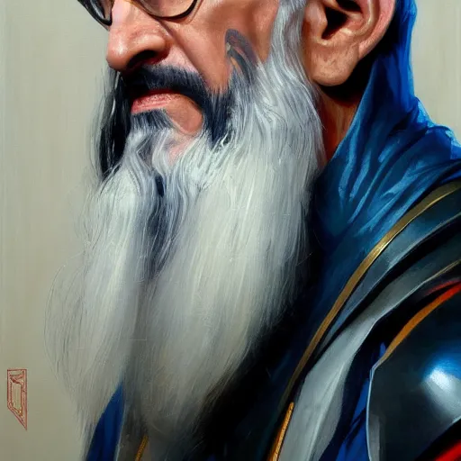 Image similar to greg manchess portrait painting of saruman as overwatch character, medium shot, asymmetrical, profile picture, organic painting, sunny day, matte painting, bold shapes, hard edges, street art, trending on artstation, by huang guangjian and gil elvgren and sachin teng