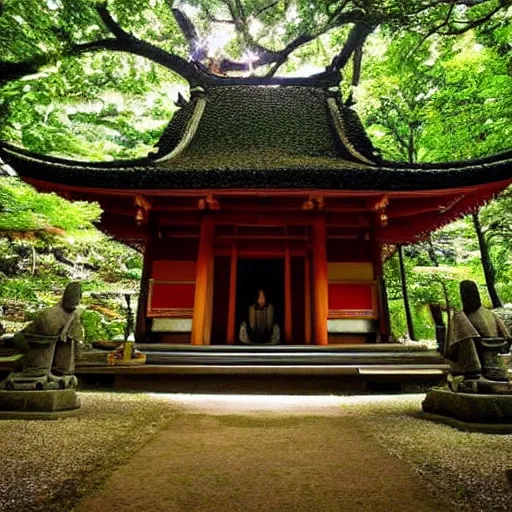 Image similar to a beautiful Zen Buddhist Forest Temple by Tomomi Abe