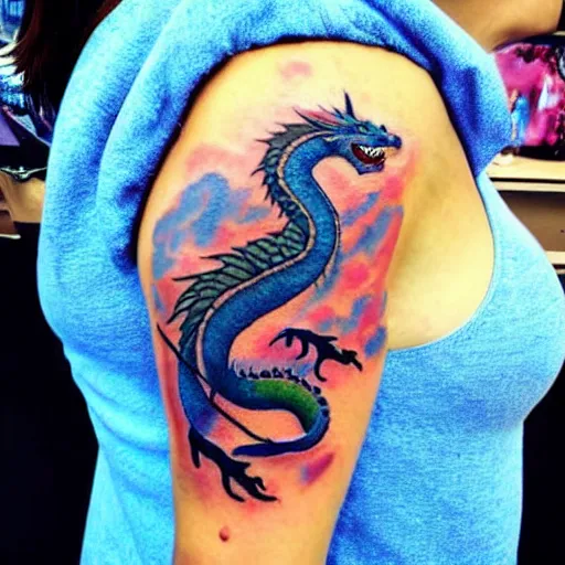 Prompt: dragon with the girl tattoo, hyperrealistic
