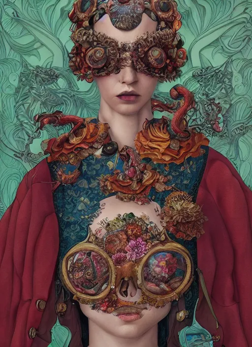 Prompt: fashion portrait :: by Martine Johanna and Simon Stålenhag and Chie Yoshii and Casey Weldon and Guillermo del toro :: ornate, dynamic, particulate, rich colors, intricate, harper's bazaar, elegant, highly detailed, centered, artstation, smooth, sharp focus, octane render, 3d