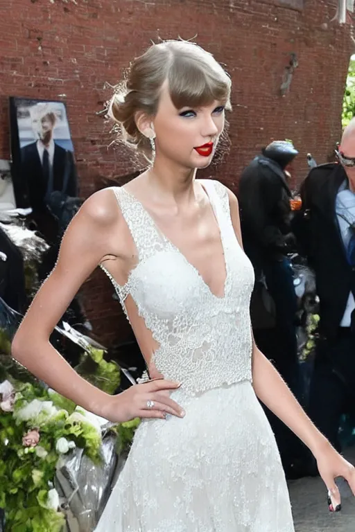 Image similar to taylor swift in a beautiful wedding dress