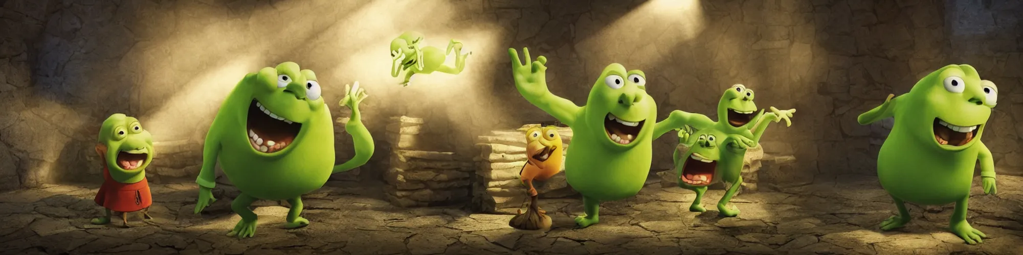 Prompt: shreck vs sponge bob, dramatic light