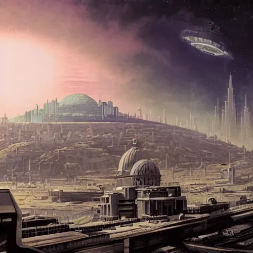 Image similar to retro - futuristic sci - fi version of jerusalem in the year 2 1 0 0