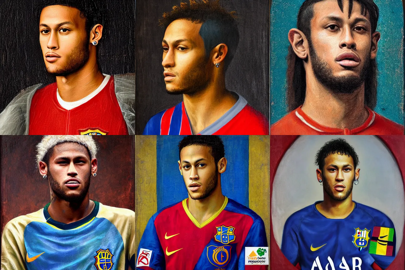 Prompt: A Renaissance portrait painting of Neymar