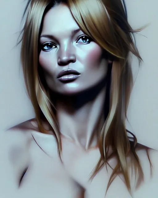 Image similar to portrait of Kate Moss as Anime girl cute-fine-face, full body! pretty face, realistic shaded Perfect face, fine details. Anime. realistic shaded lighting by Ilya Kuvshinov Giuseppe Dangelico Pino and Michael Garmash and Rob Rey