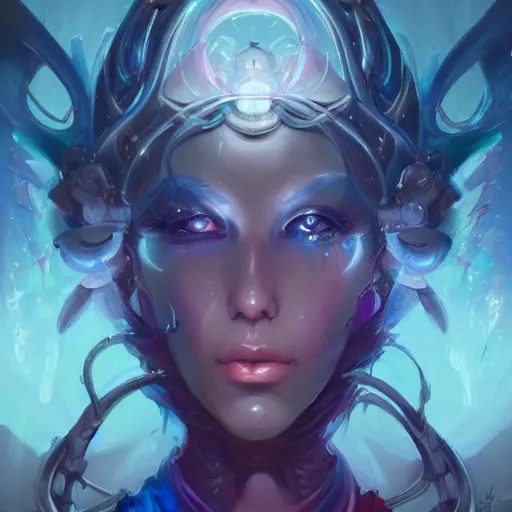 Image similar to portrait of a beautiful supernatural cybernetic emanation, concept art by pete mohrbacher and artgerm and wlop, digital art, highly detailed, intricate, fantasy, mystical, sharp focus, Trending on Artstation HQ, deviantart, unreal engine 5, 4K UHD image