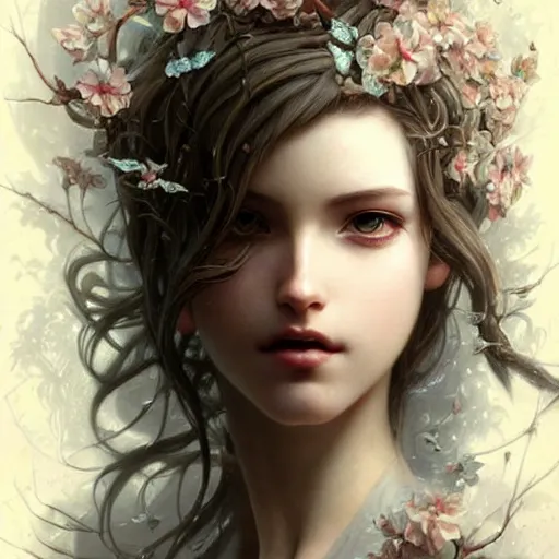 Image similar to aerith gainsborough, intricate, elegant, highly detailed, wavy, smooth, sharp focus, award - winning, masterpiece, in the style of tom bagshaw, cedric peyravernay, peter mohrbacher, pinterest