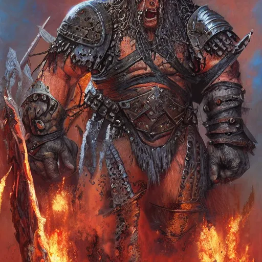 Prompt: huge mmenacing Uruk Hai orc warlord by Mark Brooks, Donato Giancola, Victor Nizovtsev, Scarlett Hooft, Graafland, Chris Moore